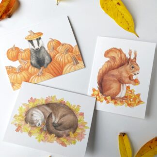 Fall themed Greeting Cards 4.25"x5.5"- Set of 3 with Envelopes