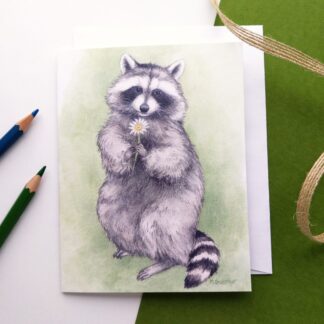 Raccoon Printed Greeting Card 4.25"x5.5" - Blank inside