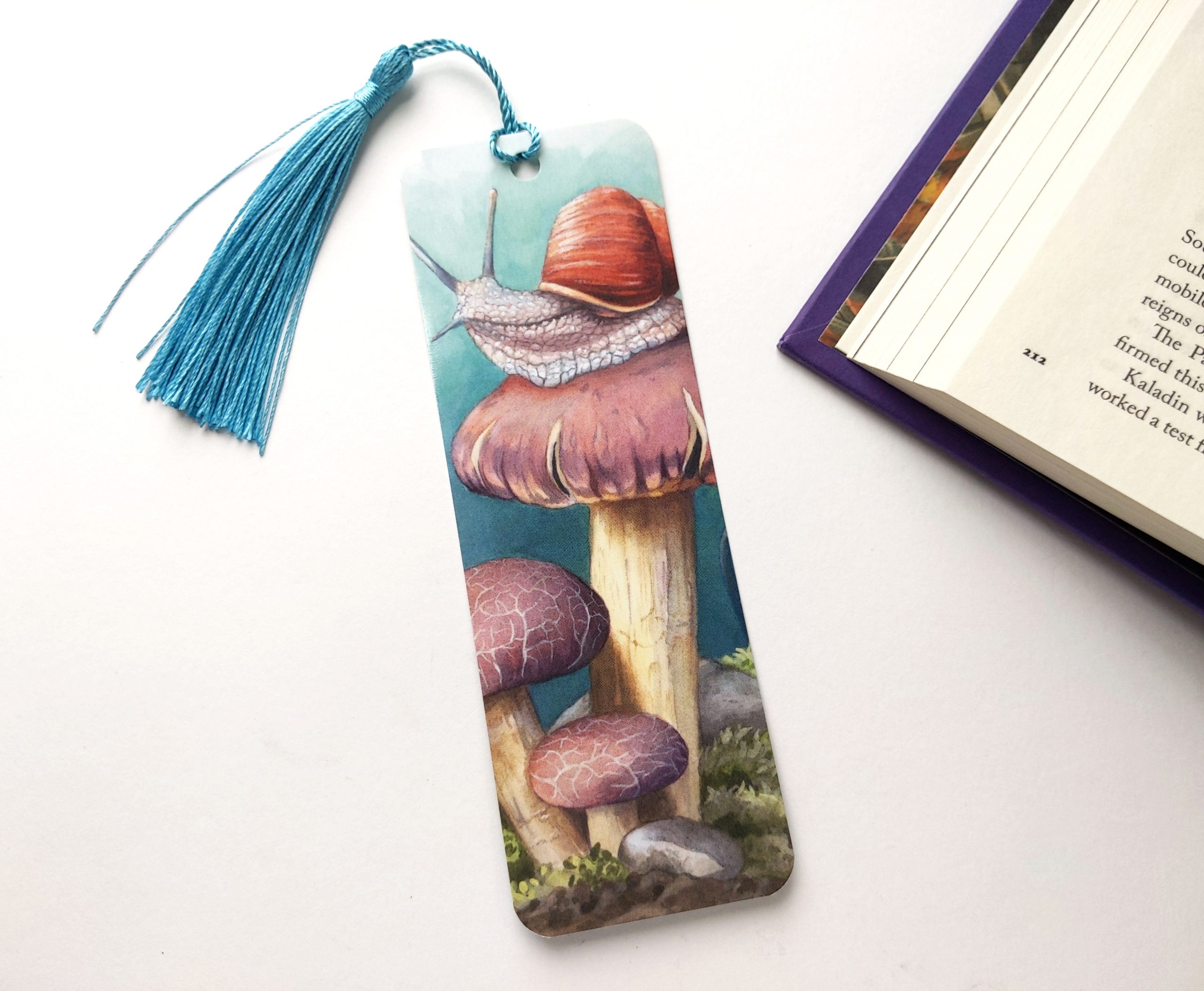 Snail and Mushroom Bookmark: 2x6