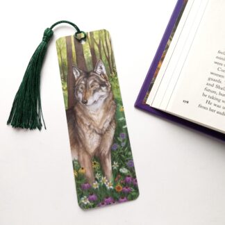 Wolf and Wildflowers Bookmark: 2x6"