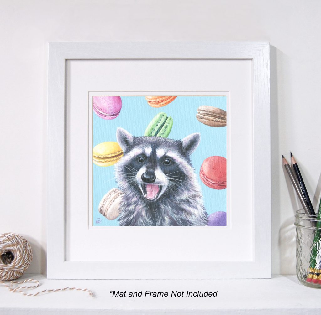 Macaron Raccoon 8x8 Inch Art Print - Kristy Guenther Art