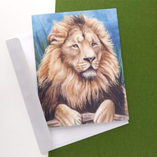 Lion Card- 4.25 x 5.5" - Printed Greeting Card - Blank inside