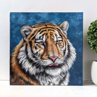 "School Picture Day" AKA Tiger Blep Acrylic Painting- 8x8 Inches