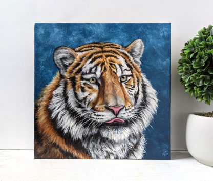 "School Picture Day" AKA Tiger Blep Acrylic Painting- 8x8 Inches