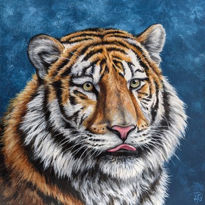 "School Picture Day" AKA Tiger Blep Acrylic Painting- 8x8 Inches - Image 2