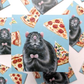 Pizza Rat Magnet- 3 inch Square