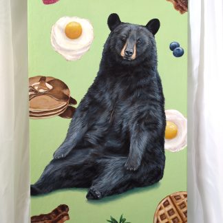 Breakfast Bear- 11x18 Acrylic Painting on Wood Panel
